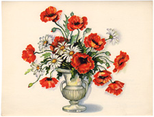 Vintage calendar art of flowers